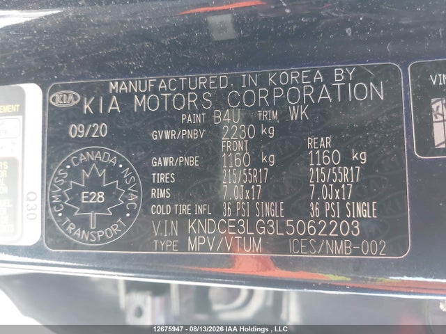 Продажа на аукционе авто 2020 Kia Niro Ev Sx Touring, vin: KNDCE3LG3L5062203, номер лота: 12675947