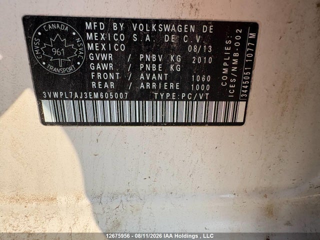 Aukcja sprzedaży 2014 Volkswagen Jetta Tdi, vin: 3VWPL7AJ3EM605007, numer aukcji: 12675956