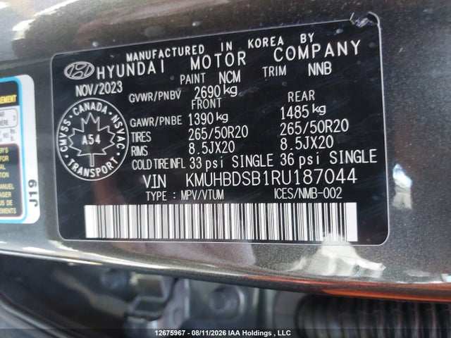 12675967 :رقم المزاد ، KMUHBDSB1RU187044 vin ، 2024 Genesis Gv80 Advanced/prestige مزاد بيع