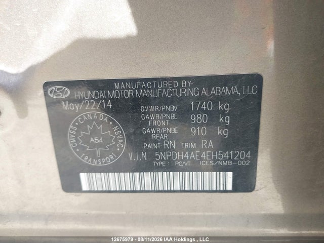 5NPDH4AE4EH541204 Hyundai Elantra L