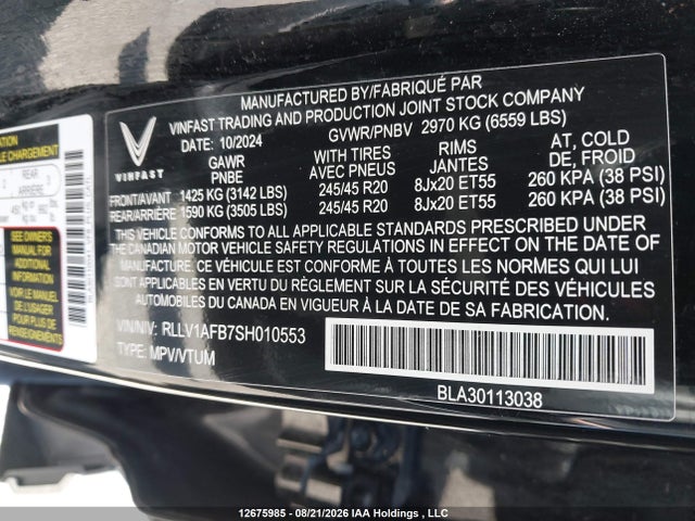 RLLV1AFB7SH010553 Vinfast Trading And Vf 8 Plus