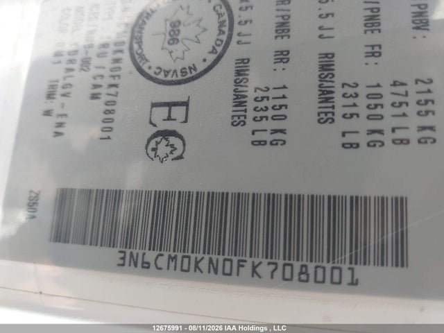 3N6CM0KN0FK708001 Nissan NV200