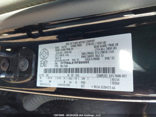 Ford F-150 Tremor 2024 1FTFW4L81RFB90905 Image 9