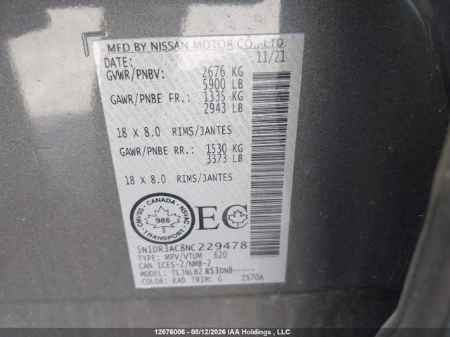 Nissan Pathfinder S 2022 5N1DR3AC8NC229478 Image 9