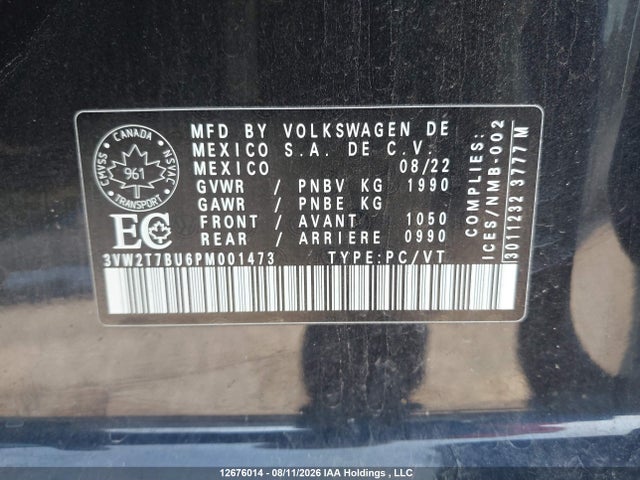 12676014 :رقم المزاد ، 3VW2T7BU6PM001473 vin ، 2023 Volkswagen Jetta Gli Autobahn مزاد بيع