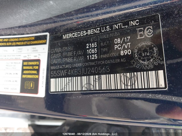 55SWF4KB3JU240563 Mercedes-Benz C 300 4matic