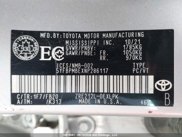 Toyota COROLLA LE 2022 5YFBPMBEXNP286117 Image 18