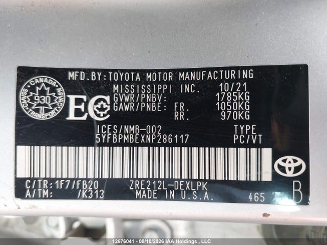 Toyota COROLLA LE 2022 5YFBPMBEXNP286117 Image 9