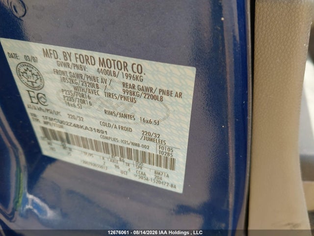Aukcja sprzedaży 2008 Ford Escape Xls, vin: 1FMCU02Z48KA31891, numer aukcji: 12676061