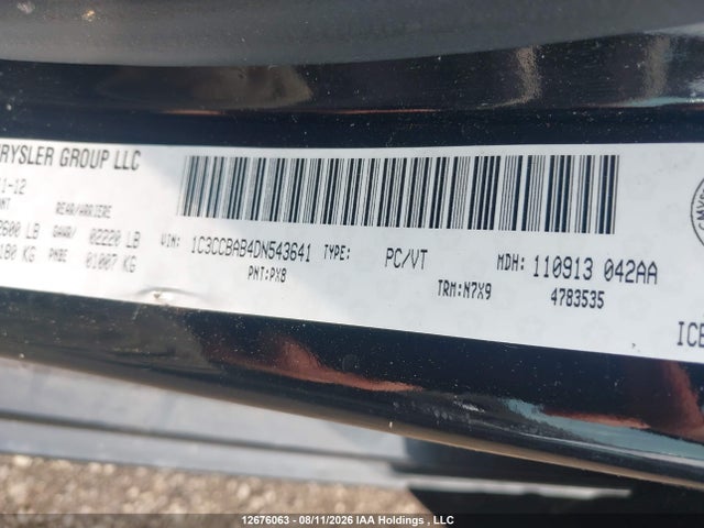 12676063 :رقم المزاد ، 1C3CCBAB4DN543641 vin ، 2013 Chrysler 200 Lx مزاد بيع