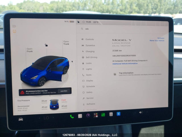 Auction sale of the 2024 Tesla Model Y Long Range, vin: LRWYGDEE3RC670550, lot number: 12676083
