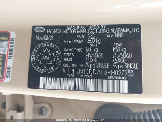 5NTJDDAF6RH097953 Hyundai Santa Cruz