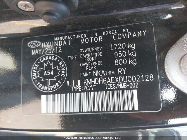 12670519 :رقم المزاد ، KMHDH6AEXDU002128 vin ، 2013 Hyundai Elantra Se مزاد بيع