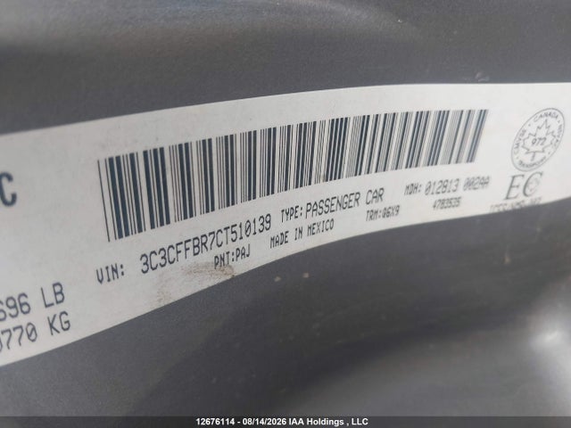 Продажа на аукционе авто 2012 Fiat 500 Sport, vin: 3C3CFFBR7CT510139, номер лота: 12676114