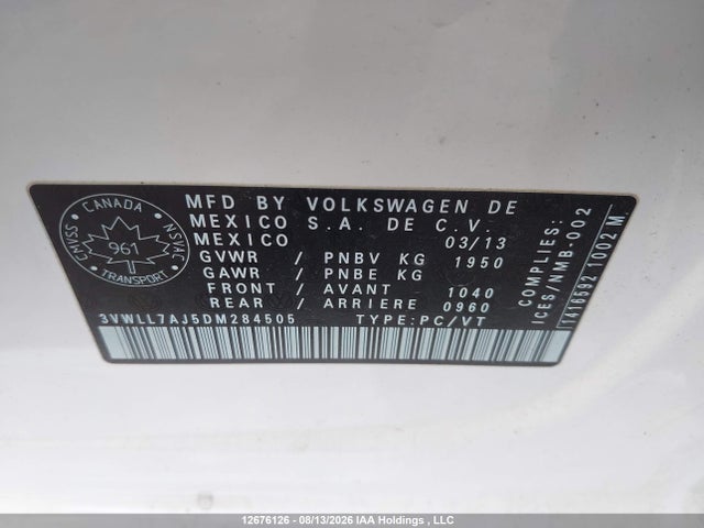 Продаж на аукціоні авто 2013 Volkswagen Jetta Tdi, vin: 3VWLL7AJ5DM284505, номер лоту: 12676126
