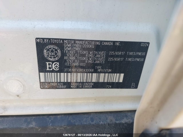 2T3B1RFV2RC430068 Toyota RAV4