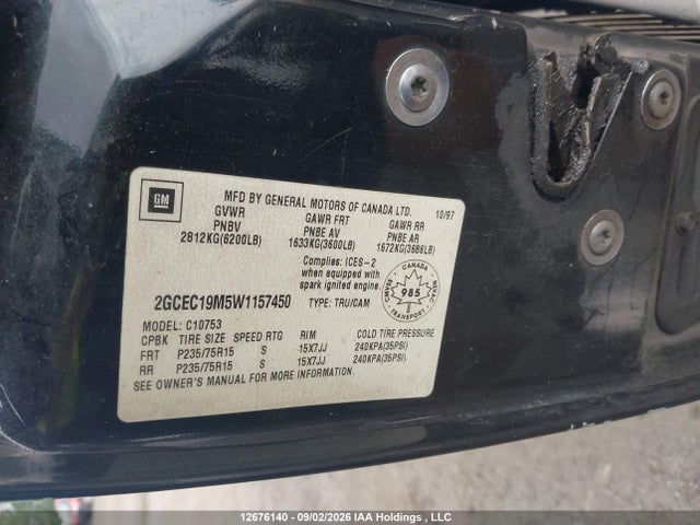 Aukcja sprzedaży 1998 Chevrolet C/k 1500 Cheyenne/silverado, vin: 2GCEC19M5W1157450, numer aukcji: 12676140