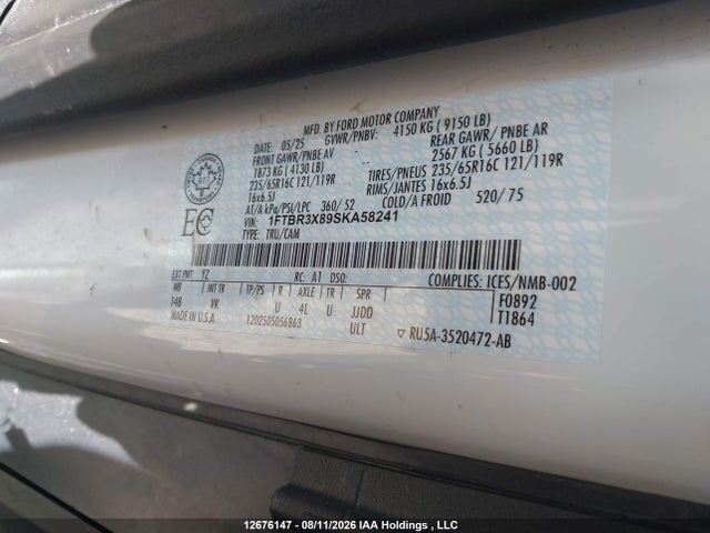 Ford Transit T-250 2025 1FTBR3X89SKA58241 Image 9