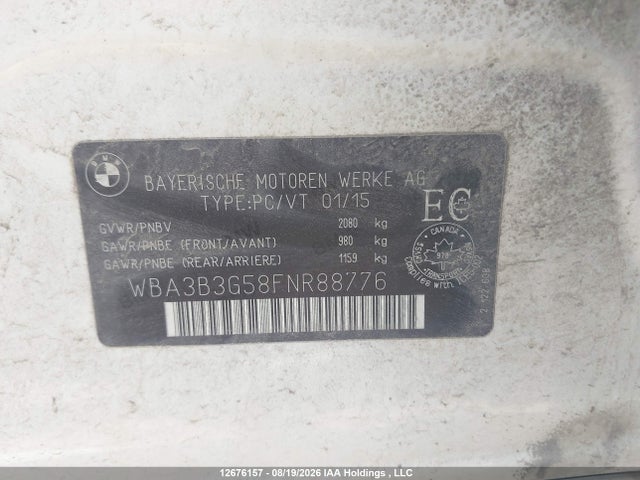 Продаж на аукціоні авто 2015 Bmw 328i Xdrive, vin: WBA3B3G58FNR88776, номер лоту: 12676157