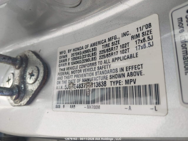 Продажа на аукционе авто 2009 Honda Cr-v, vin: 5J6RE48379L013638, номер лота: 12676163