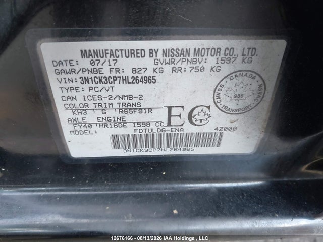 Продажа на аукционе авто 2017 Nissan Micra, vin: 3N1CK3CP7HL264965, номер лота: 12676166