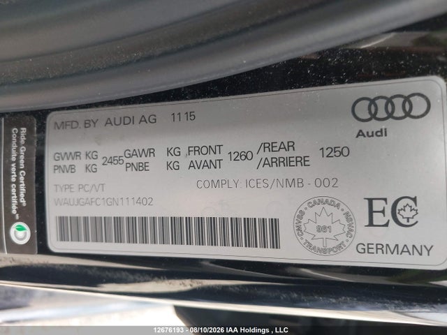 Audi A6 Quattro Prog/technik S Ln 2016 WAUJGAFC1GN111402 Image 9