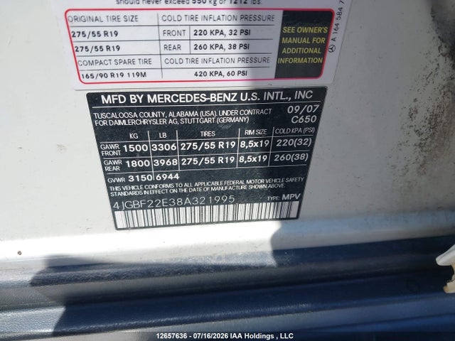 Auction sale of the 2008 Mercedes-benz Gl 320 Cdi 4matic, vin: 4JGBF22E38A321995, lot number: 12657636