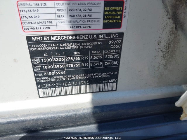 Auction sale of the 2008 Mercedes-benz Gl 320 Cdi 4matic, vin: 4JGBF22E38A321995, lot number: 12657636