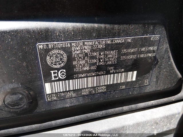 2T3RWRFVXSW274043 Toyota RAV4 HYBRID