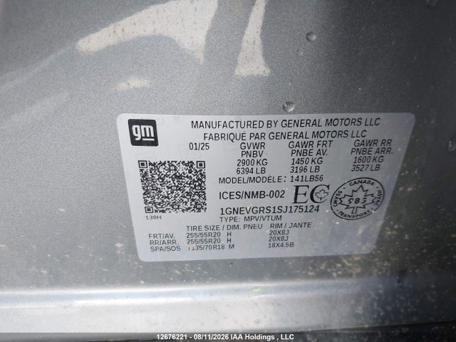 Chevrolet Traverse Lt 2025 1GNEVGRS1SJ175124 Image 9