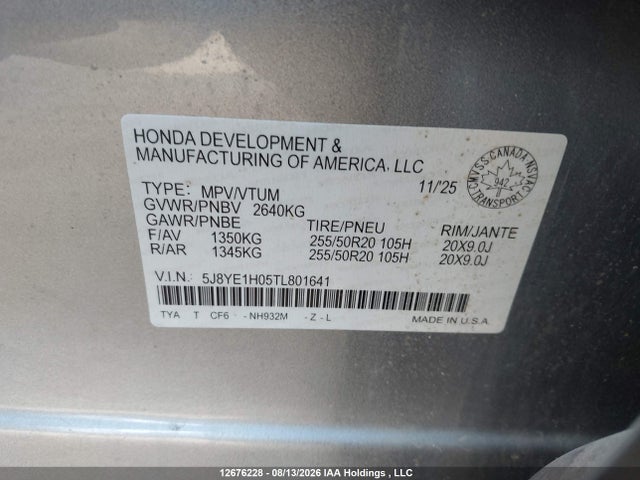 12676228 :رقم المزاد ، 5J8YE1H05TL801641 vin ، 2026 Acura Mdx A-spec مزاد بيع