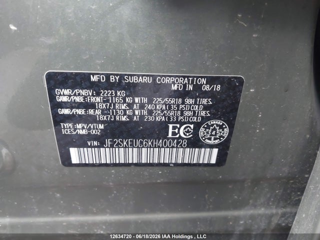 Subaru Forester 2.5i Limited 2019 JF2SKEUC6KH400428 Image 9