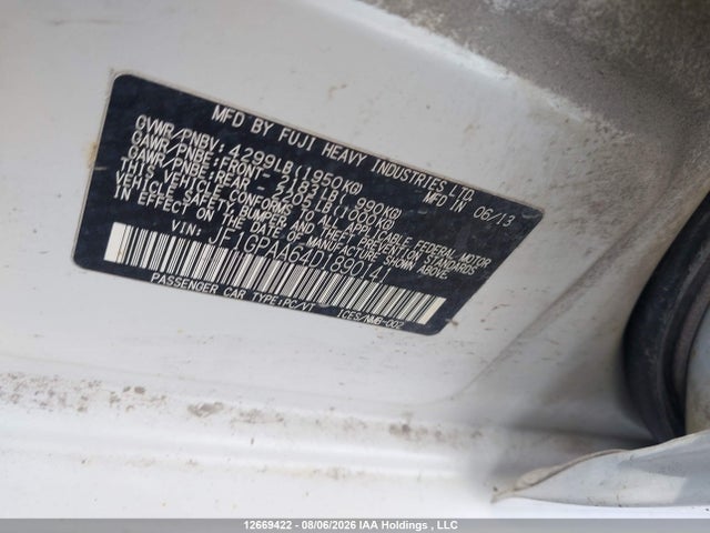 Aukcja sprzedaży 2013 Subaru Impreza 2.0i, vin: JF1GPAA64D1890141, numer aukcji: 12669422