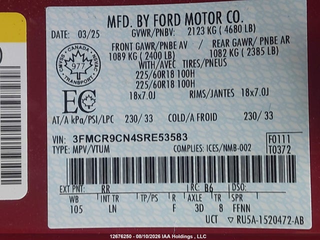3FMCR9CN4SRE53583 Ford Bronco Sport Outer Banks