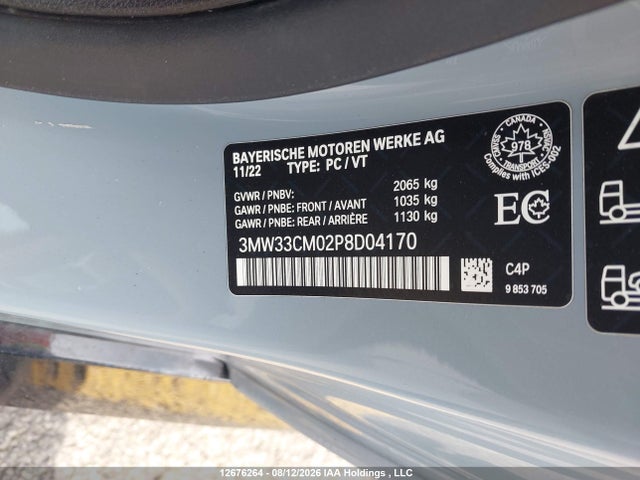 Продаж на аукціоні авто 2023 Bmw 230xi, vin: 3MW33CM02P8D04170, номер лоту: 12676264