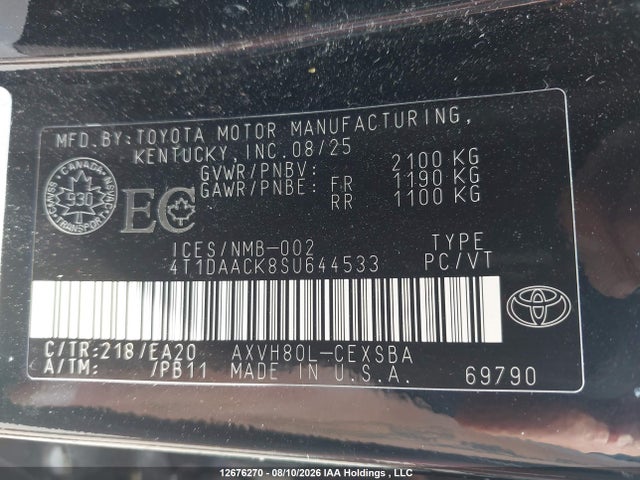 Продаж на аукціоні авто 2025 Toyota Camry Xse/xle/le/se, vin: 4T1DAACK8SU644533, номер лоту: 12676270