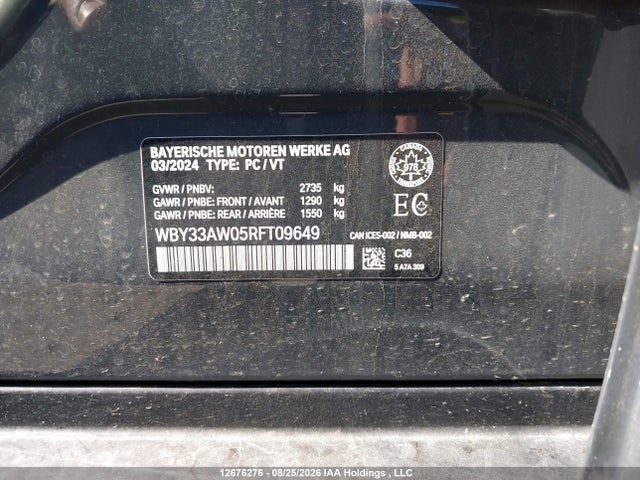 Продаж на аукціоні авто 2024 Bmw I4, vin: WBY33AW05RFT09649, номер лоту: 12676276
