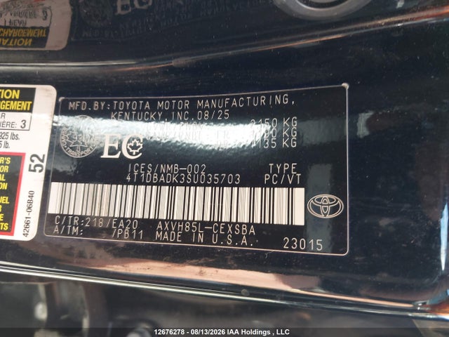 4T1DBADK3SU035703 Toyota Camry Se Upgrade