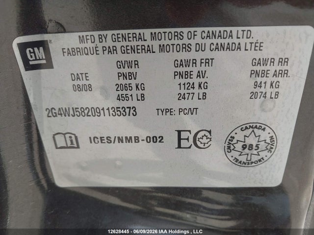 Продаж на аукціоні авто 2009 Buick Allure Cxl, vin: 2G4WJ582091135373, номер лоту: 12628445