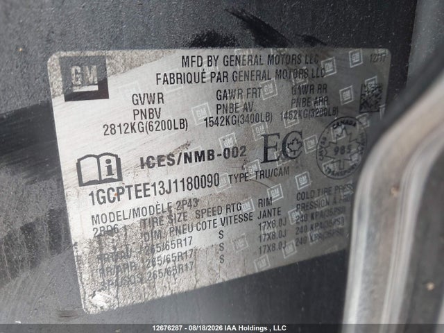 1GCPTEE13J1180090 Chevrolet Colorado Zr2