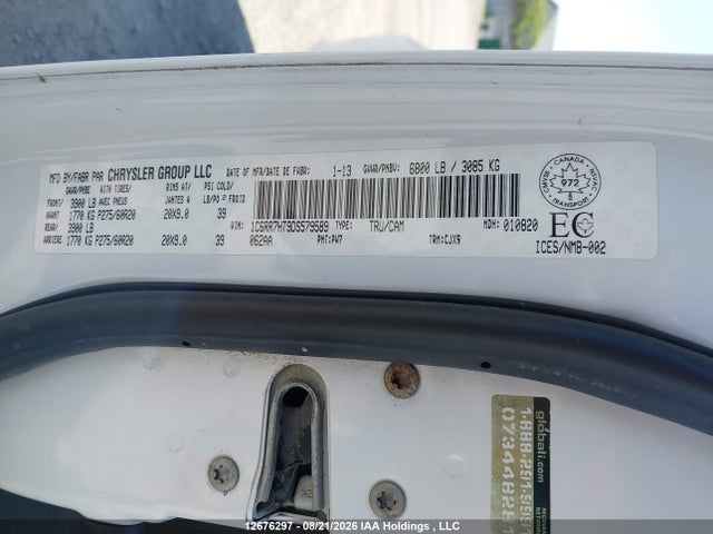 12676297 :رقم المزاد ، 1C6RR7HT9DS579589 vin ، 2013 Ram 1500 Sport مزاد بيع