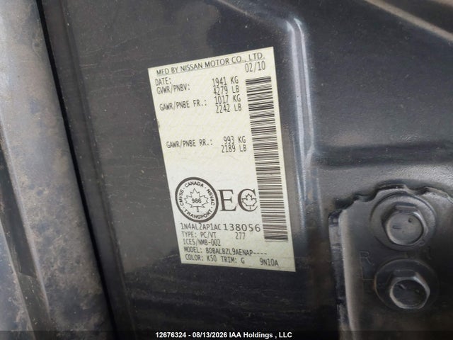 Aukcja sprzedaży 2010 Nissan Altima 2.5 S, vin: 1N4AL2AP1AC138056, numer aukcji: 12676324