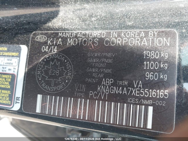 KIA Optima Ex/ex Luxury 2014 KNAGN4A7XE5516165 Image 9