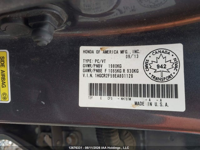 1HGCR2F59EA801126 Honda Accord Sport