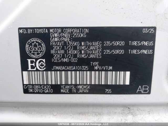 JTMABACA8SA101325 Toyota BZ4X XLE