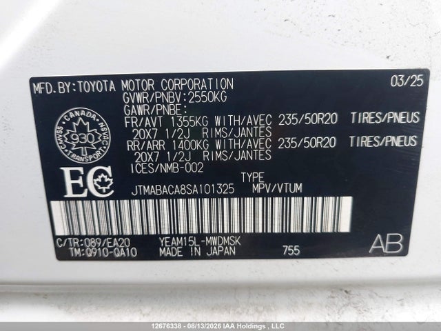JTMABACA8SA101325 Toyota BZ4X XLE