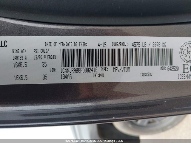 Продажа на аукционе авто 2015 Jeep Patriot Sport/north, vin: 1C4NJRAB8FD382416, номер лота: 12676340