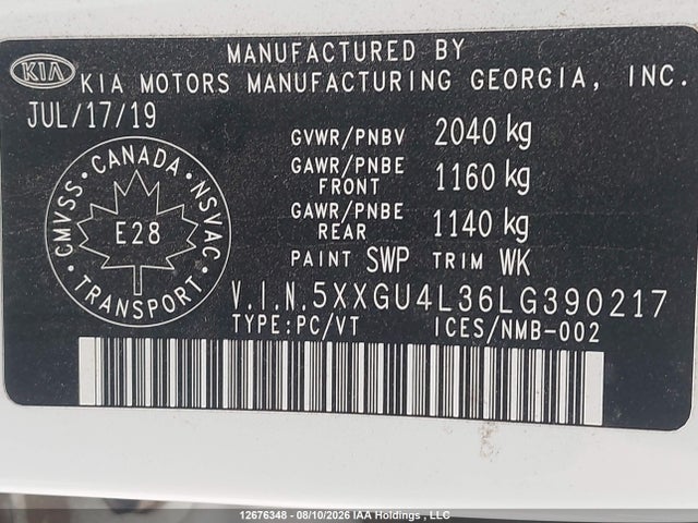 Продажа на аукционе авто 2020 Kia Optima Ex/ex+, vin: 5XXGU4L36LG390217, номер лота: 12676348