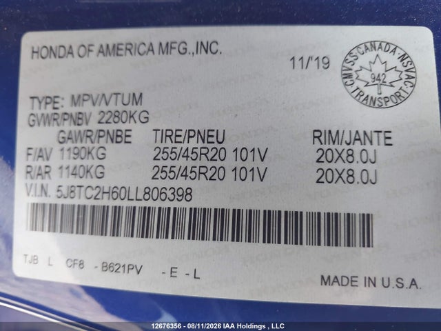 Acura Rdx A-spec 2020 5J8TC2H60LL806398 Image 19