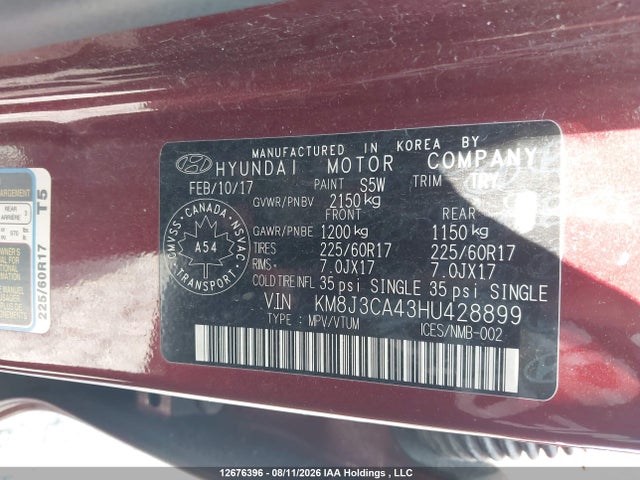 Hyundai TUCSON SE 2017 KM8J3CA43HU428899 Image 9